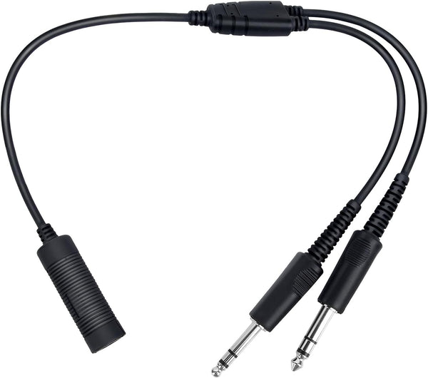 Helicopter U174 to Dual GA General Aviation Twin Plug Adapter Cable, U-174 Splitter for Bose A20 Headset