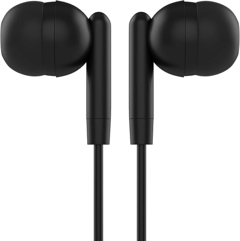 Maeline Bulk Earbuds with 3.5 mm Headphone Plug - 100 Pack Jet Black Wholesale Bundle