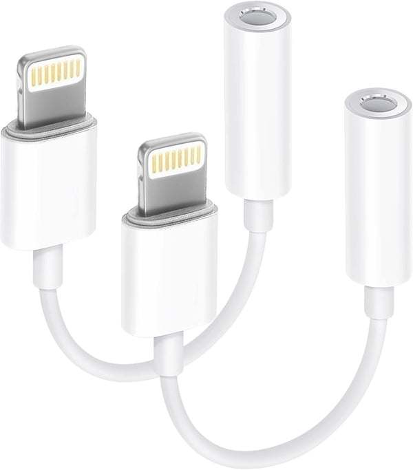 Apple MFi Certified 2 Pack Lightning to 3.5mm Headphone Jack Adapter for iPhone, Aux Adapter Converter Dongle