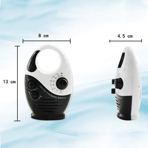 Waterproof Shower Radio, 3V 0.5W Adjustable Volume AM FM Button Speaker for Bathroom Shower, Wireless Radio