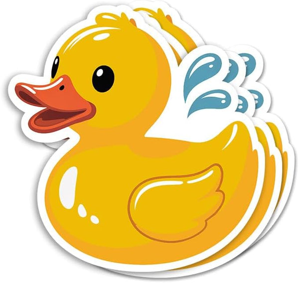 TNDesigns Cute Yellow Duck Splashing Water - Adorable Bathtub Rubber Duck Sticker with