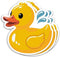 TNDesigns Cute Yellow Duck Splashing Water - Adorable Bathtub Rubber Duck Sticker with