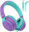 Headphone Kids Volume Limited 85/96dB, Wired Over-Ear/On-Ear Foldable Headset with Inline Cable Aux 3.5mm Cord Mic for