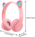 Kids Headphones, Cat Ear LED Light Up Bluetooth 5.0 Foldable Wireless Gaming Headset for Kids Adult, Comfortable Built-in Mic Noise Cancelling Over Ear Headphones(Purple)