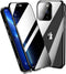iPhone 15 Pro Anti-Peeping Case: 360° Full Body Privacy Screen, Clear Tempered Glass, Magnetic Metal Bumper, Black.