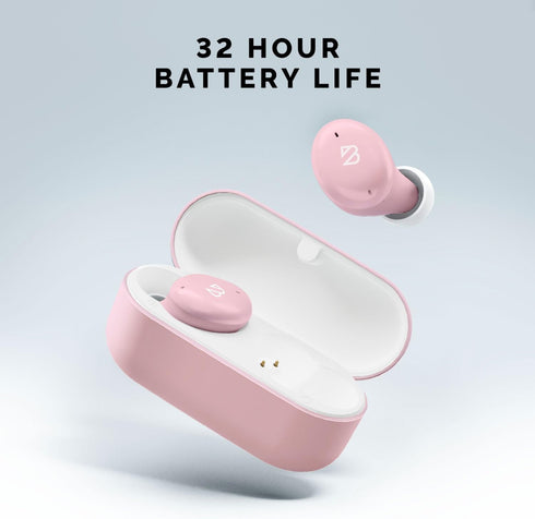 Tempo 30 Pink Wireless Earbuds for Small Ears, Comfortable Bluetooth Ear Buds for Women and Men, Sweatproof, Long