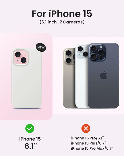 BUYDOT 15 6.1 Inch for iPhone Case Liquid Silicone Slim Shockproof Protective Cover Anti-Scratch Drop Protection,White