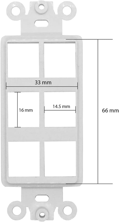 QuickPort Decora Keystone Insert, 6 Port, 1 Pack White