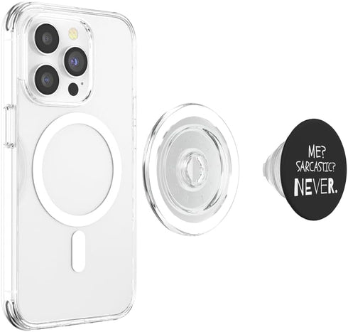 Funny Sarcastic Apparel Funny Sarcastic Quotes Me Sarcastic? Never. PopSockets PopGrip for MagSafe