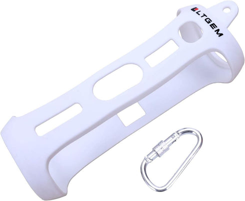 LTGEM Silicone Carrying Travel Case for JBL FLIP 5 Waterproof Portable Speaker with Extra Carabiner - White