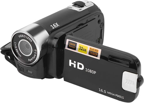 Focket 16X Digital Zoom Video Camera Camcorder, 2.7in LCD Screen 16MP Digital Camera