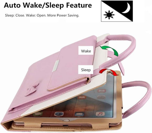 Cute Case for iPad 6th/5th Generation 9.7 Inch 2018/2017 - Smart Slim Leather Cover with Stand Pocket, Pink