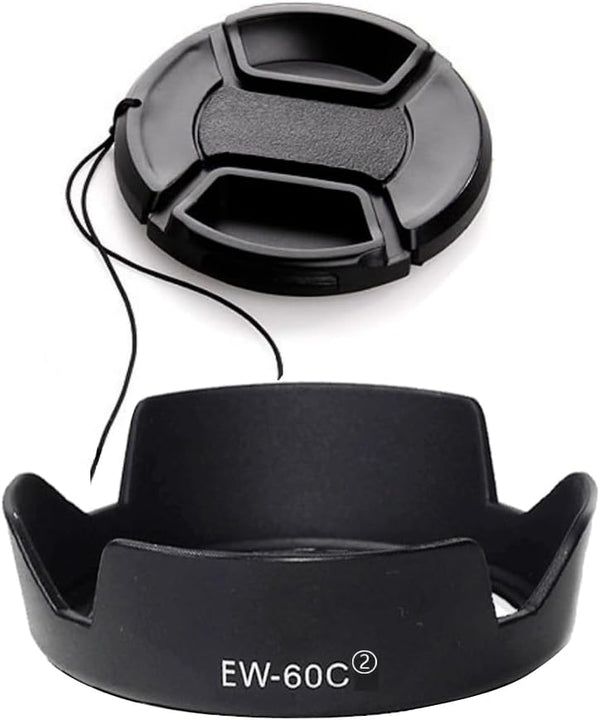 EW-60C Lens Hood & 58mm Lens Cap, Compatible for Canon T8i T7i 4000D Camera Kit EF-S 18-55mm Lens (2 Pack)