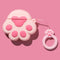 Cat Paw AirPods Case 1/2 - Compatible Protective Silicone Skin for Women - Funny Kawaii 3D Cover with Ring (Pink)