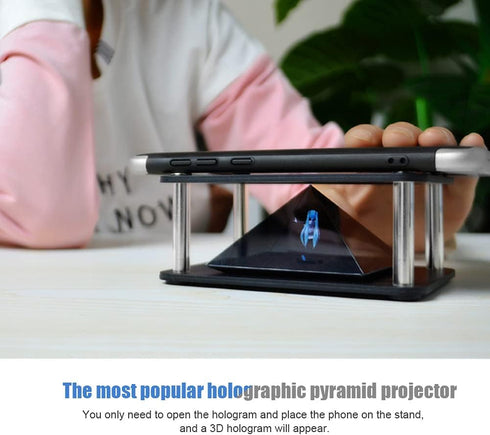 Handy Hologram Projector, Hologram Triangle, Hologram Pyramid, 3D Holographic Display Stands for Smartphone