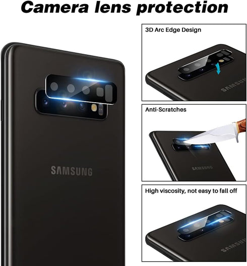 TOCOL 2 Pack TPU Screen Protector and 2 Pack Camera Lens Protector for Samsung Galaxy S10 Plus, Easy Installation