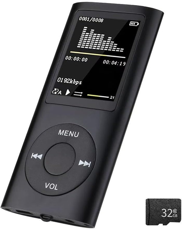 FKLBBLPM MP3 Player with Bluetooth 5.2, Portable Music Player with 32GB Memory Card,