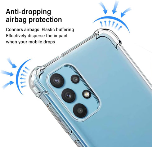 Yiakeng Galaxy A32 5G Case with Screen Protector, Crystal Clear Slim Soft Silicone Cover for Samsung Galaxy A32