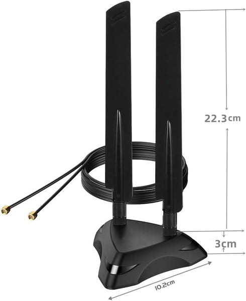 Dual Band 2.4GHz 5GHz 5.8Ghz RP-SMA Gaming WiFi 6E Wireless Antenna with Magnetic Base for Intel AX201 AX200 PCIe NGFF