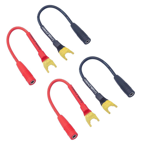 Spade Plugs to 4mm Female Banana Jack Speaker Wire, 4 Pack of 6 Inch Fork Spades Cable for Speakers, Amplifier