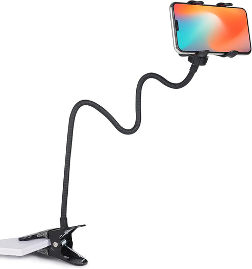 Selfdee Gooseneck Phone Holder for Bed, 360-degree Rotating Adjustable Clip Bracket Clamp Stand