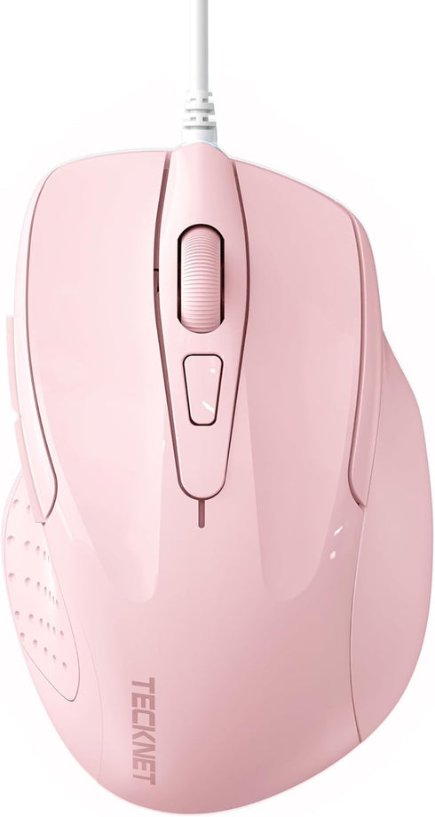 TECKNET Wired Mouse, 6-Button Corded with 4 Adjustable DPI, Optical Ergonomic Design, 5FT