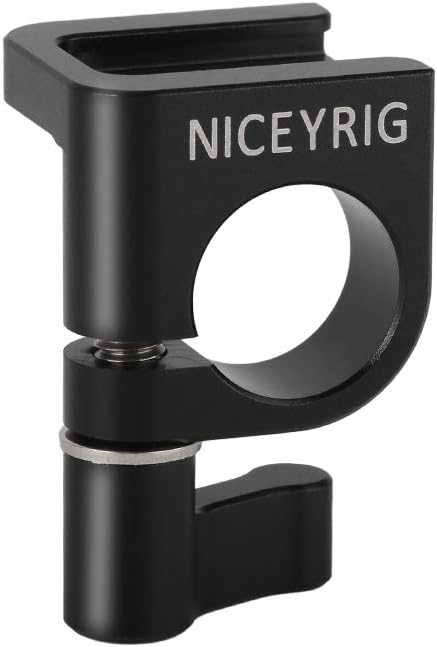 NICEYRIG 15mm Single Rod Clamp to Cold Shoe Adapter for DSLR Camera Rig Rail Block, Monitor Mount, LED Light,