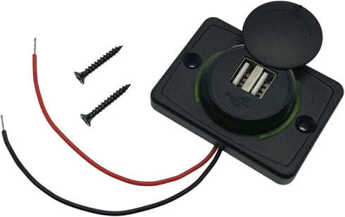 Car 12V RV USB Charger, Quick Charger 3.0 Wall Mount USB Charging Station with Green Indicator Light and Cap