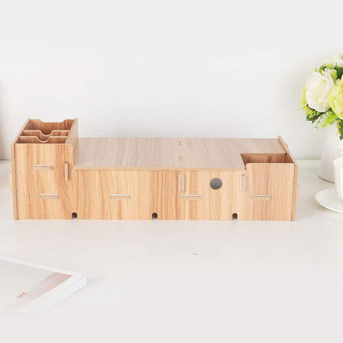 Wooden Monitor Laptop Stand, Modern Desk Storage Organizer for PC Computer, Neck Protector Office Desk Rack Shelf