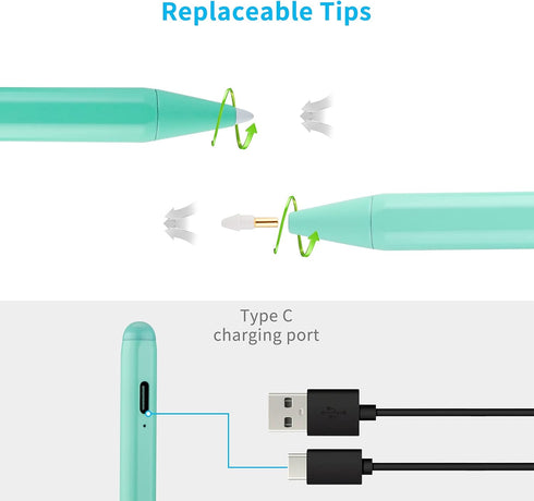 iPad Pro 11 Inch Pencil - 1.5mm Fine Point Tip Stylus Pen with Palm Rejection for iPad Drawing, Green