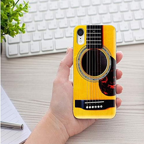 for iPhone XR Case - Shockproof Anti-Scratch Slim Soft TPU Clear Protective Cover (Funny Yellow Music Guitar)