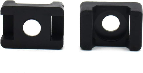 Black 9mm Cable Tie Mount Base Saddle Type Holder, Large Size 0.75 inch, Pack of 100, Screw Wire Bundle Holder