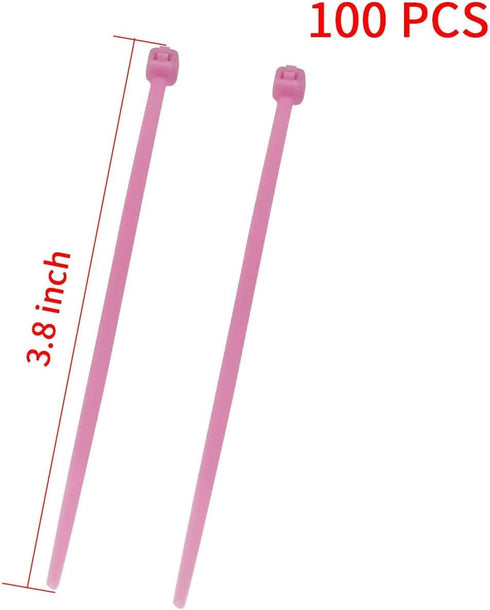 URBEST 100 Pcs Self Locking Wire Cable Zip, Tie Fasten Wrap 4 Inch Nylon Zip Tie (100, Pink) by URBEST