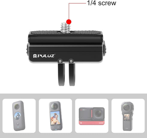 PULUZ Magnetic Quick Release Mount for Insta360 Ace Pro/Ace Action Camera, Aluminium Alloy Base with 1/4-inch Screws