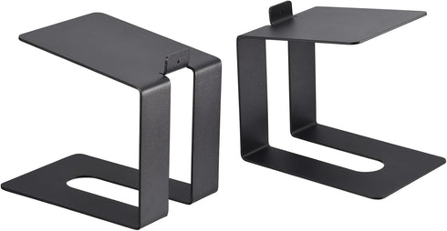 MECCANIXITY Desktop Speaker Stands - Metal Speaker Support with Vibration Absorption Pads, Black, Pack of 2