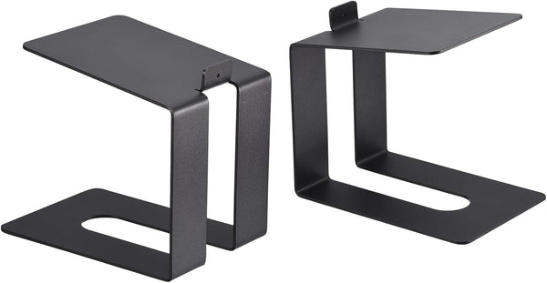 MECCANIXITY Desktop Speaker Stands - Metal Speaker Support with Vibration Absorption Pads, Black, Pack of 2