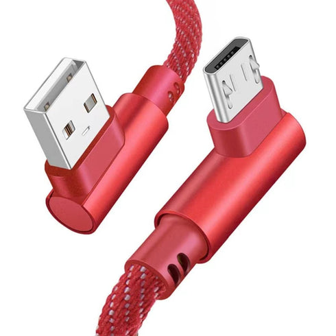 Micro USB Android Cable, KSun.Y (2 Pack 3FT) Right Angled Fast Charging Cord for Samsung Galaxy, Motorola (Red)
