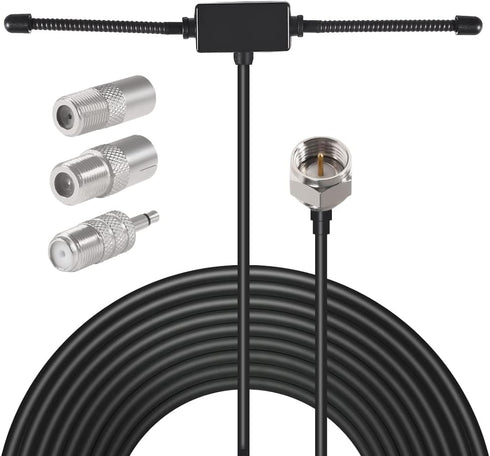 DORHEA FM Dipole Antenna Adhesive Mount with 3 Connector Adapters for TV Radio