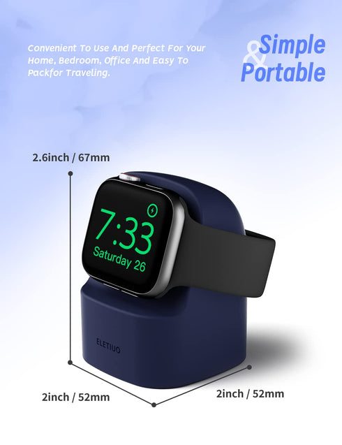 ELETIUO 49/46/45/44/42/41/40/38mm Ultra2/Ultra/10/9/8/SE2/7/6/SE/5/4/3/2/1,Silicone Charger Stand Compatible with Apple