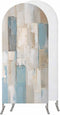Jnbasdffb Blue Beige Color Blocks Wedding Arch Cover, Stretchy Spandex Arch Backdrop Stand