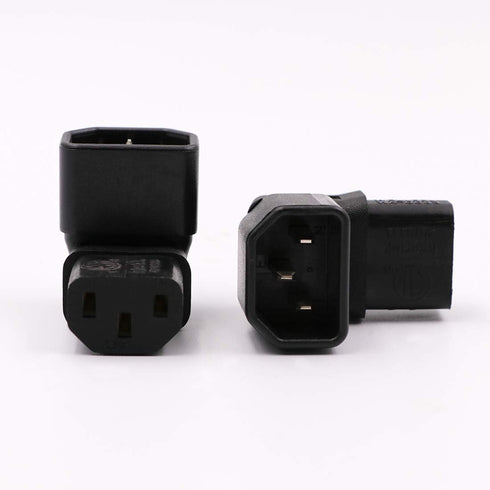 IEC C14 to C13 Power Adapter, PDU Plug/Socket Down 90 Degree, 2 Pack for LCD Wall Mount TV