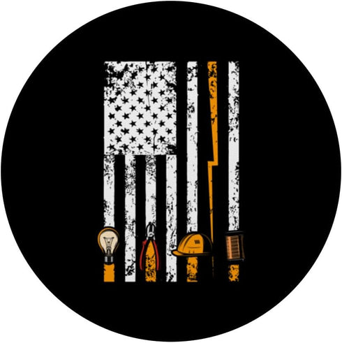American Flag Electrician Tool PopSockets Swappable PopGrip for Father's Day Construction