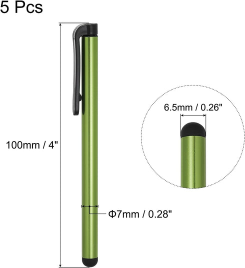MECCANIXITY 5pcs Universal Capacitive Stylus Pens for Touch Screens, Light Green, High Sensitivity