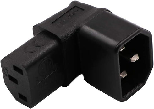 IEC C14 to C13 Power Adapter, PDU Plug/Socket Down 90 Degree, 2 Pack for LCD Wall Mount TV