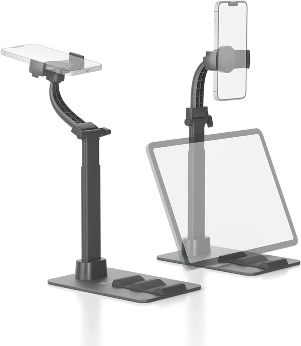 CamScanner Adjustable Phone Stand, 360 Rotatable Clip-On Holder,Desk Mount with Non-Slip Base for