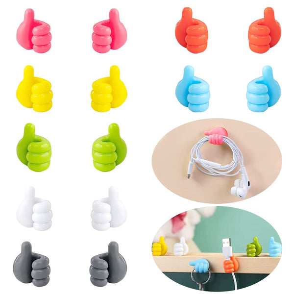 14PCS Colorful Cable Clips, Self-Adhesive Desk Thumb Cord Holders for Home Office, Nightstand, Car Organization