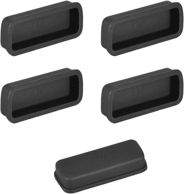 uxcell 5pcs DVI Video Silicone Port Anti Dust Protectors Cap Cover 23mmx8mm (Black)