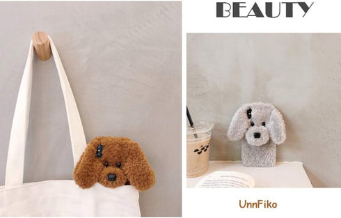 UnnFiko Super Cute Teddy Dog Fluffy Fur Case for iPhone 7 Plus/iPhone 8 Plus, Fuzzy Plush Soft TPU