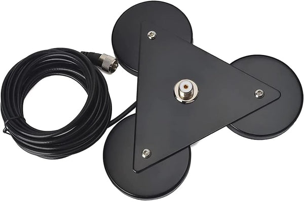 HYS Heavy Duty Mobile Car/Truck SO-239 Triangle Magnet Mount Base with 5M RG58 Coaxial Cable