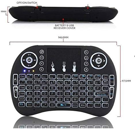 Mini Keyboard i8 2.4G Air Mouse Wireless Keyboard with Touchpad, Rechargeable Handheld Keyboard Remote for Smart TV, Android TV Box, KODI, Raspberry Pi, PC